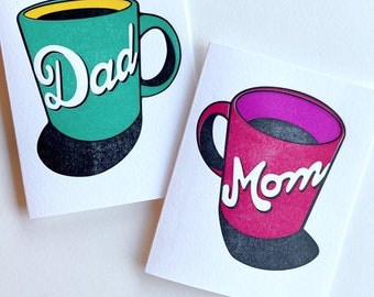 Letterpress Mom and Dad Mug 2 Card Pack
