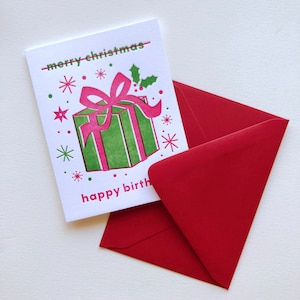 Christmas Birthday Card : Single Letterpress Card