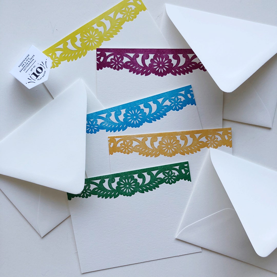 Letterpress Floral Folk Flat Note Cards : Boxed Set of Ten - Etsy