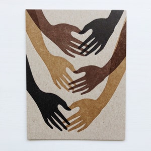 BIPOC Hands Together for Justice Single Letterpress Postcard