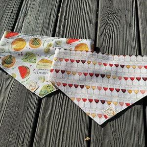 cheese dog bandana wine dog bandana cheese and wine lover gift reversible tie on bandana for dog or cat BETTER WITH AGE design