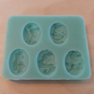 Princess Cameo Silicone Mold.  18mm x 24mm (about 5/8" x 1") used for jewelry making use with resin and epoxy