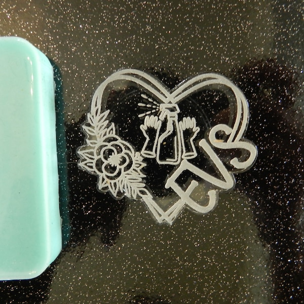 2" Etched EVS Silicone Mold for Resin or Epoxy.  Sized for use on Badge Reels. 2" Wide 1/4" deep. Enviromental Services Housekeeping