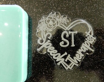 2" Etched Speech Therapist Silicone Mold for Resin or Epoxy.  Sized for use on Badge Reels. 2" Wide or High 1/4" deep.