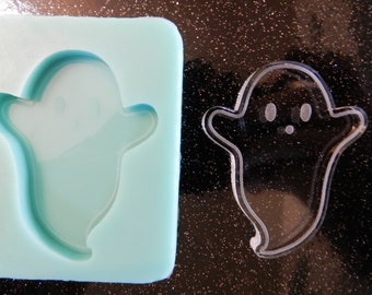1 1/2" or 2" Etched Sweet Ghost Silicone Mold for Resin and Epoxy.  Sized for use on Badge Reels. 1 1/2" or 2" High 1/4" deep.