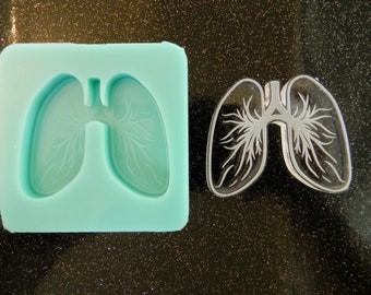 2" Etched Anatomical Lungs Silicone Mold for Resin and Epoxy.  Sized for use on Badge Reels. 2" at largest dimension.  1/4" deep.