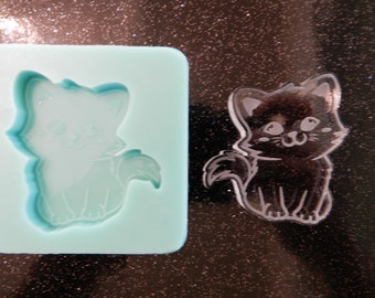 2" Etched Sweet Cat Silicone Mold for Resin and Epoxy.  Sized for use on Badge Reels. 2" High  1/4" deep. Kitten, kitty, feline