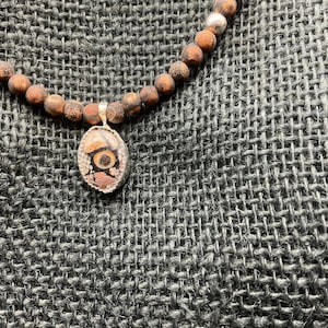 18&quot; Snakeskin agate necklace set in sterling silver bezel One of a kind