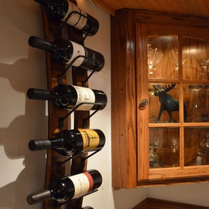Wine rack - 6 bottle wine stave rustic wine rack from reclaimed wine barrels