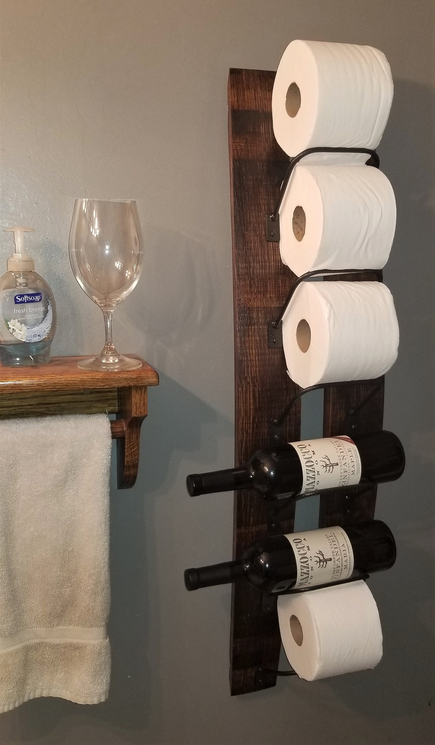 Towel Rack Made From Reclaimed Wine Barrels Espresso 
