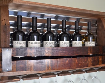 Wine Rack made from reclaimed barnwood - Wine barrels and New Tin