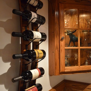 Rustic Wine rack made from reclaimed wine barrels, Wall Wine Rack image 2