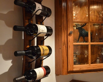 Wine rack - 6 bottle wine stave rustic wine rack from reclaimed wine barrels