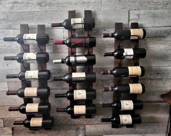 Reclaimed Wine Barrel 6-Bottle Rack, Handmade Steel Cradle