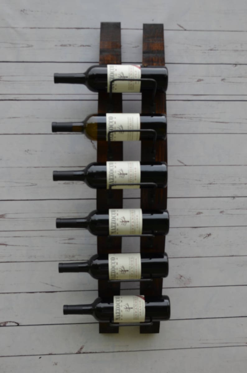 Rustic Wine rack made from reclaimed wine barrels, Wall Wine Rack image 6