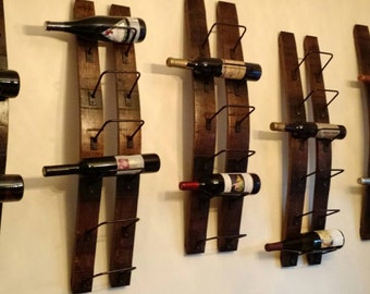 Rustic Wine rack made from reclaimed wine barrels, Wall Wine Rack