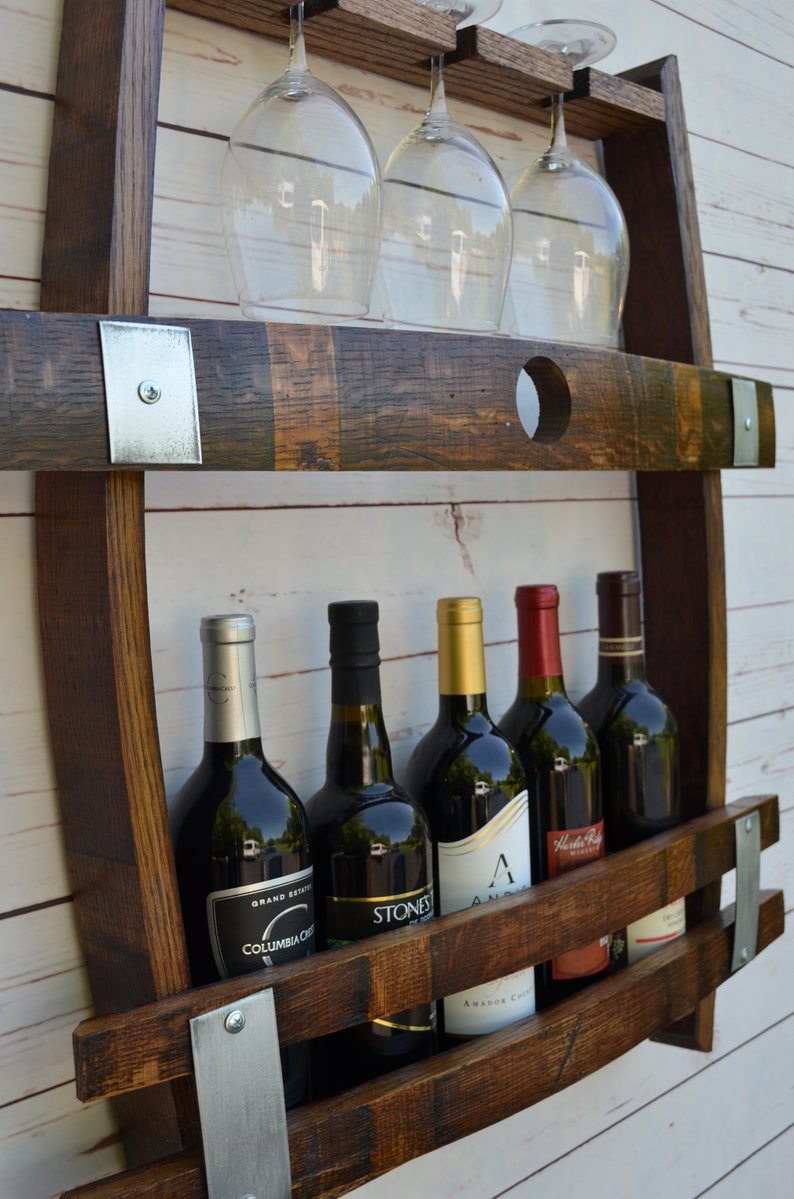 Wine Bottle Wine Rack With Glass Holder Etsy