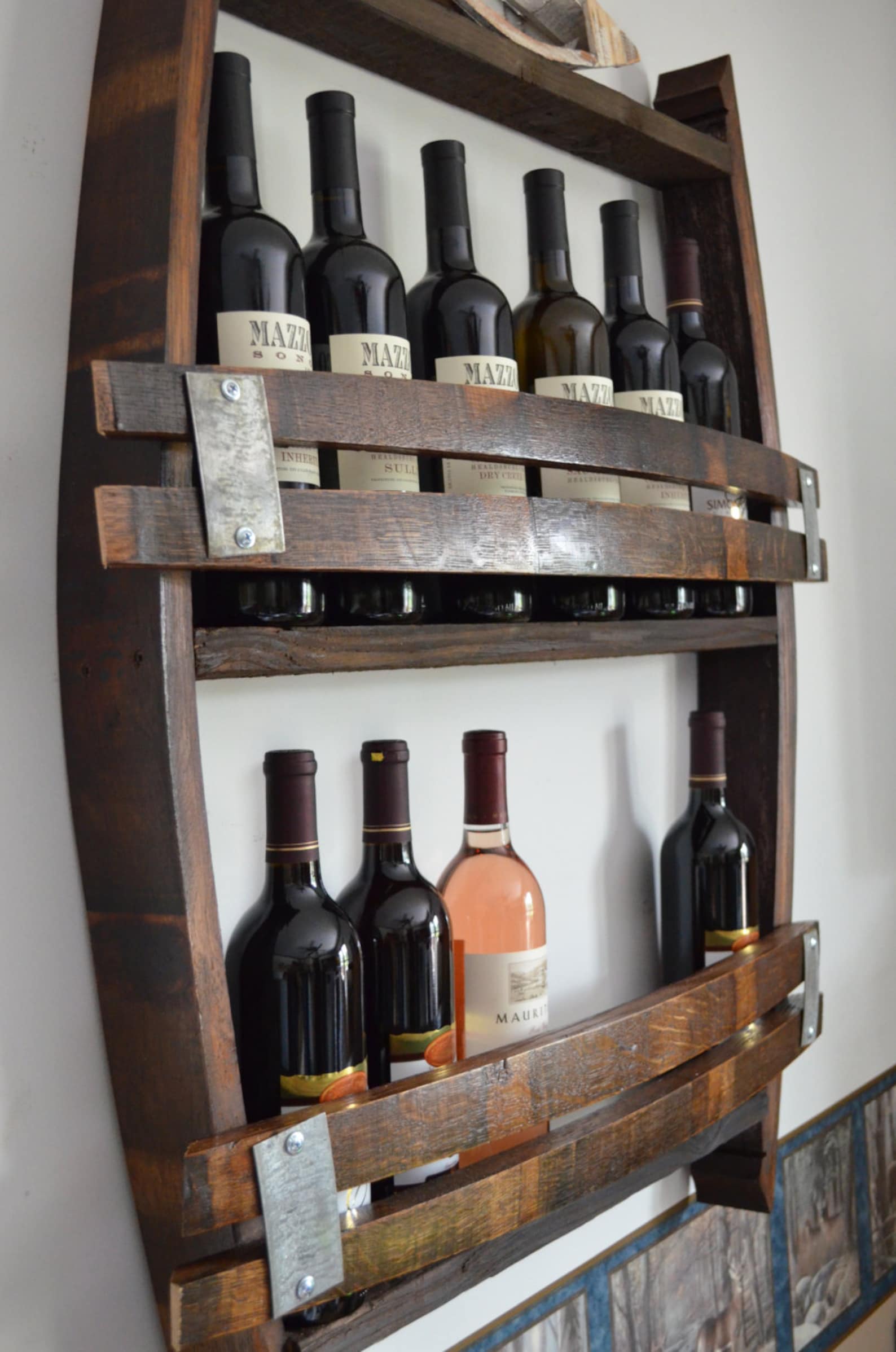 Wine Barrel Wine Rack 1214 Wine Bottles Made From Reclaimed Etsy