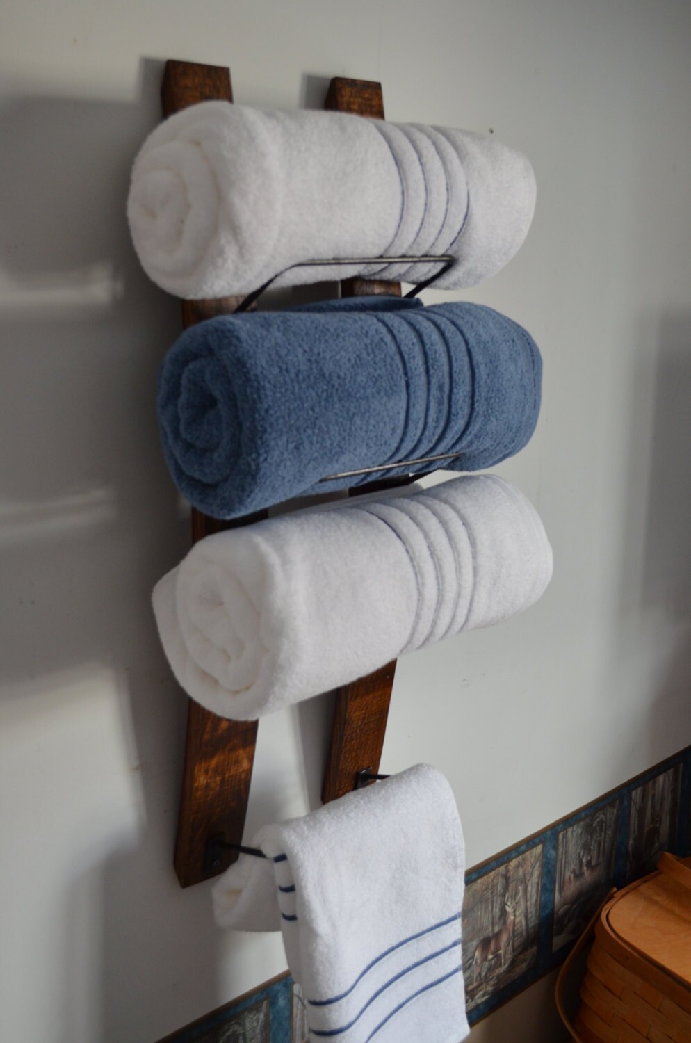 Bathroom Towel Rack Made From Reclaimed Wooden Wine - Etsy