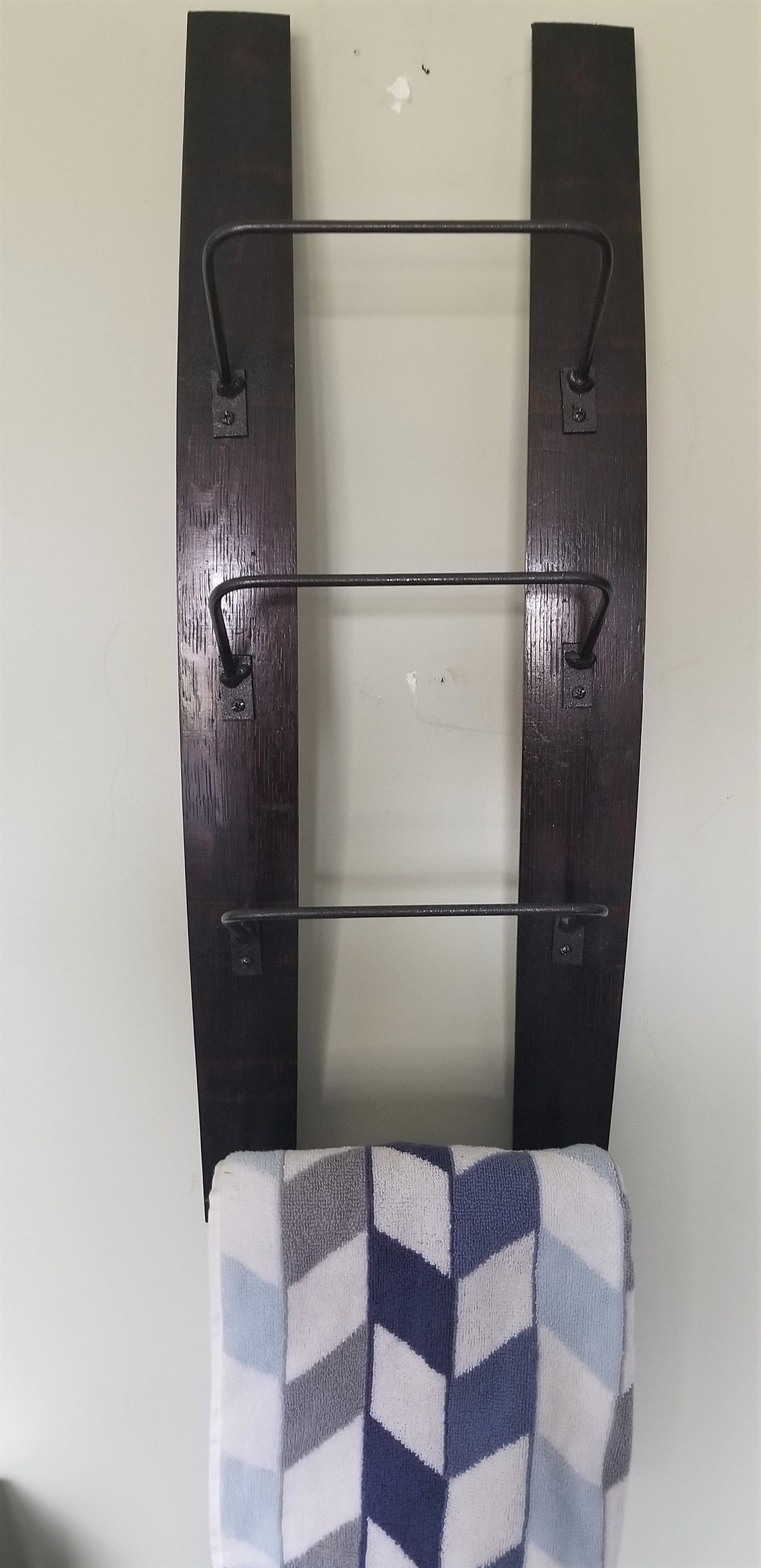 Towel Rack Made From Reclaimed Wine Barrels Espresso Etsy
