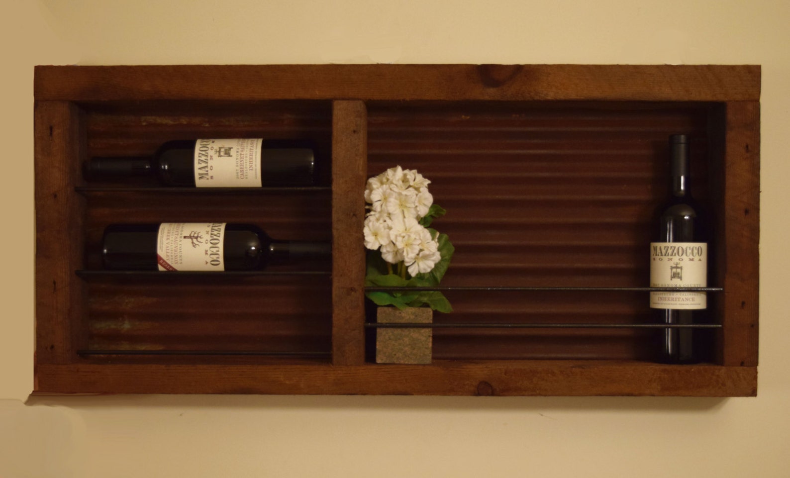 Reclaimed barnwood wine rack with rusted Tin barn roof Etsy