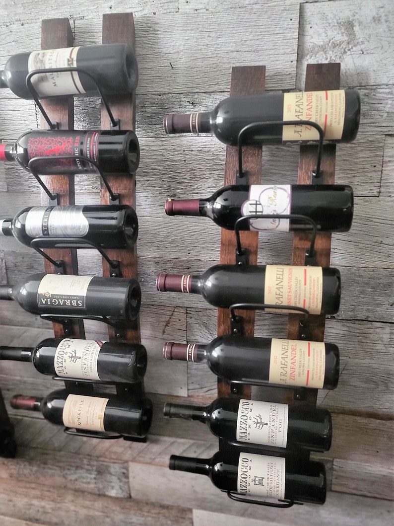 Reclaimed Wine Barrel 6-bottle Rack, Handmade Steel Cradle - Etsy