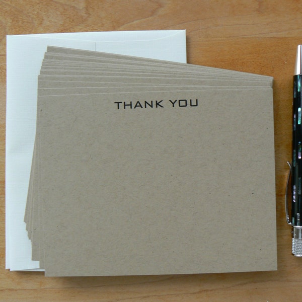 20 Flat Note Cards Thank You Cards notecards with envelopes Kraft Masculine Neutral Simple Graduation