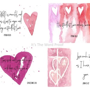 Digital 12 Scripture Valentines Watercolor Download Bible Verse Valentines Christian image 5