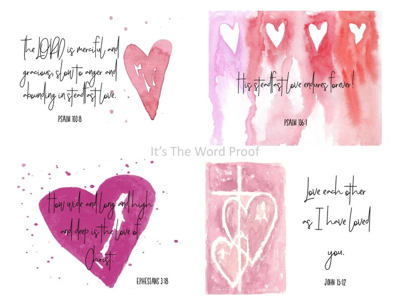Digital 12 Scripture Valentines Watercolor Download Bible Verse Valentines Christian image 5