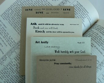 Scripture Notepads (NC) Bible Verse Kraft  Graduation Subway I John 4:7 I Thessalonians 5 Matthew 7 Micah 6 Masculine Neutral