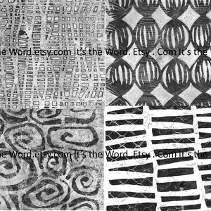 28 Black/White Digital Gelli Prints Collage Papers Journal backgrounds image 3