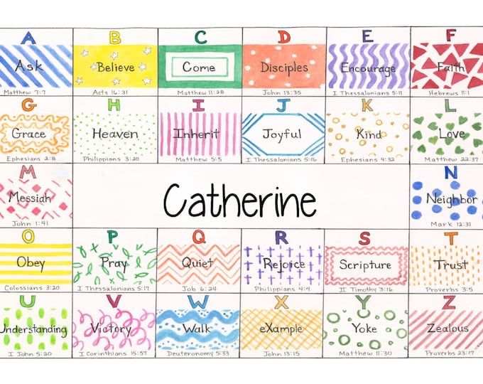 Personalized Scripture ABC Placemat Painted Laminated Children | Etsy