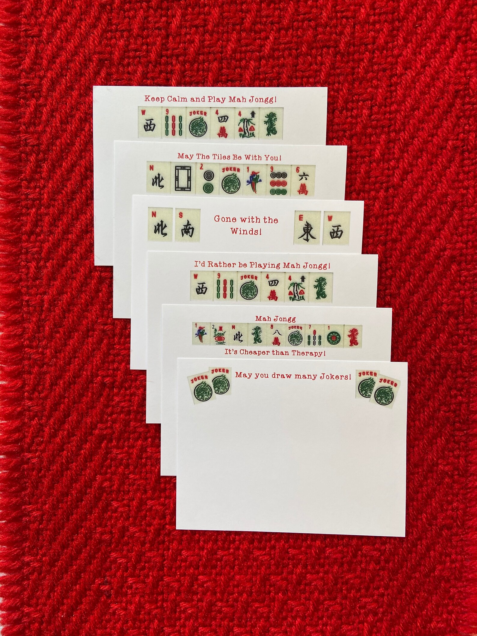 Mah Jongg 6 Notecards 1-4 Packages of 6 Different Cards and Envelopes ...