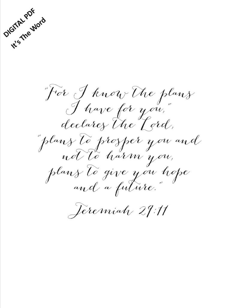 Jeremiah 29:11 Printable PDF Scripture Print for I Know the | Etsy