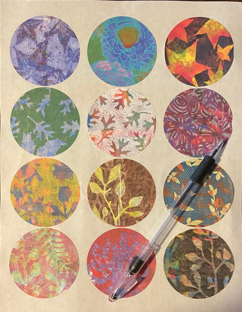 Botanicals Mixed Media Collage Paper Kits Decorated Papers Hand Painted Papers Gelli Prints