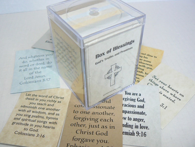 Bible Verse Box of Blessings Cards Scripture Gift Masculine Neutral Male Easter Encouragement Graduation Memory Bible Verses image 1