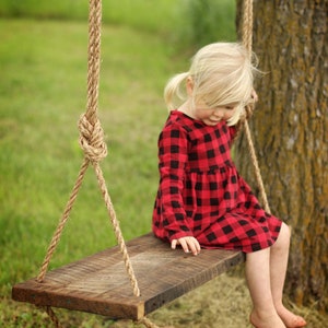 Reclaimed wood bench swing – Hanging rope swing – Rustic barn wood – Backyard porch – Country summer fun – Photo prop