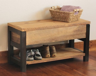 Storage Bench Made from Reclaimed wood - Mudroom Bench, Entryway Bench, Rustic, Farmhouse, Barnwood