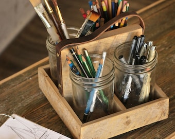 Pencil Caddy for Art Supplies, Rotating Base, Art Supply Organizer, Pencil Holder