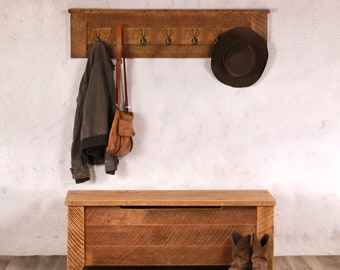 Storage Bench AND Coat Rack - Entryway Bench - Mudroom - Hall Tree Bench - Shoe Storage Bench - Reclaimed Wood Furniture - Coat Rack