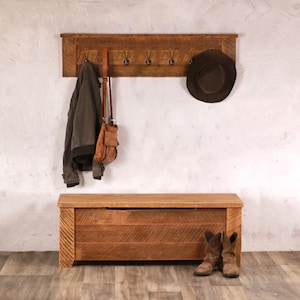 Storage Bench AND Coat Rack Entryway Bench Mudroom Hall Tree Bench Shoe Storage Bench Reclaimed Wood Furniture Coat Rack image 1