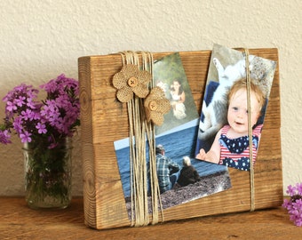 Picture Frame Sets QUANTITY DISCOUNTS made from Reclaimed Wood and Hemp Twine, Farmhouse Picture Frame, Various Sizes