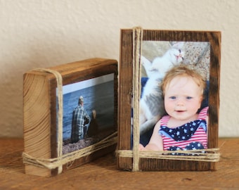 Picture Frame Sets QUANTITY DISCOUNTS made from Reclaimed Wood and Hemp Twine, Farmhouse Picture Frame, Various Sizes