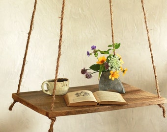 Hanging table – Bed side table – Scandinavian – Suspended table – Hammock table – Nightstand – End table – Reclaimed wood – Barn wood