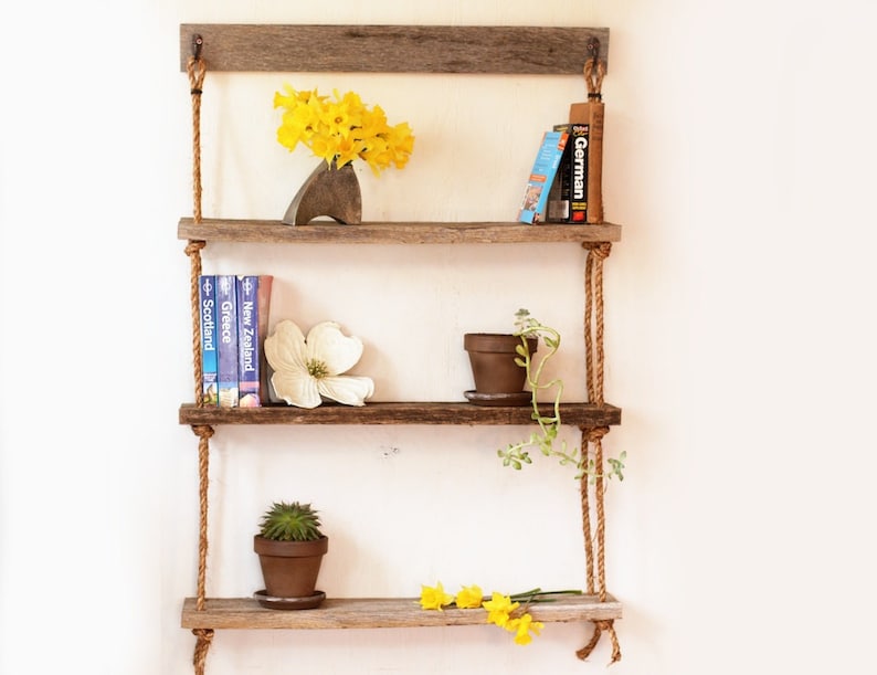 Hanging Shelf Reclaimed Wood Shelves Hanging Barn Wood Etsy UK