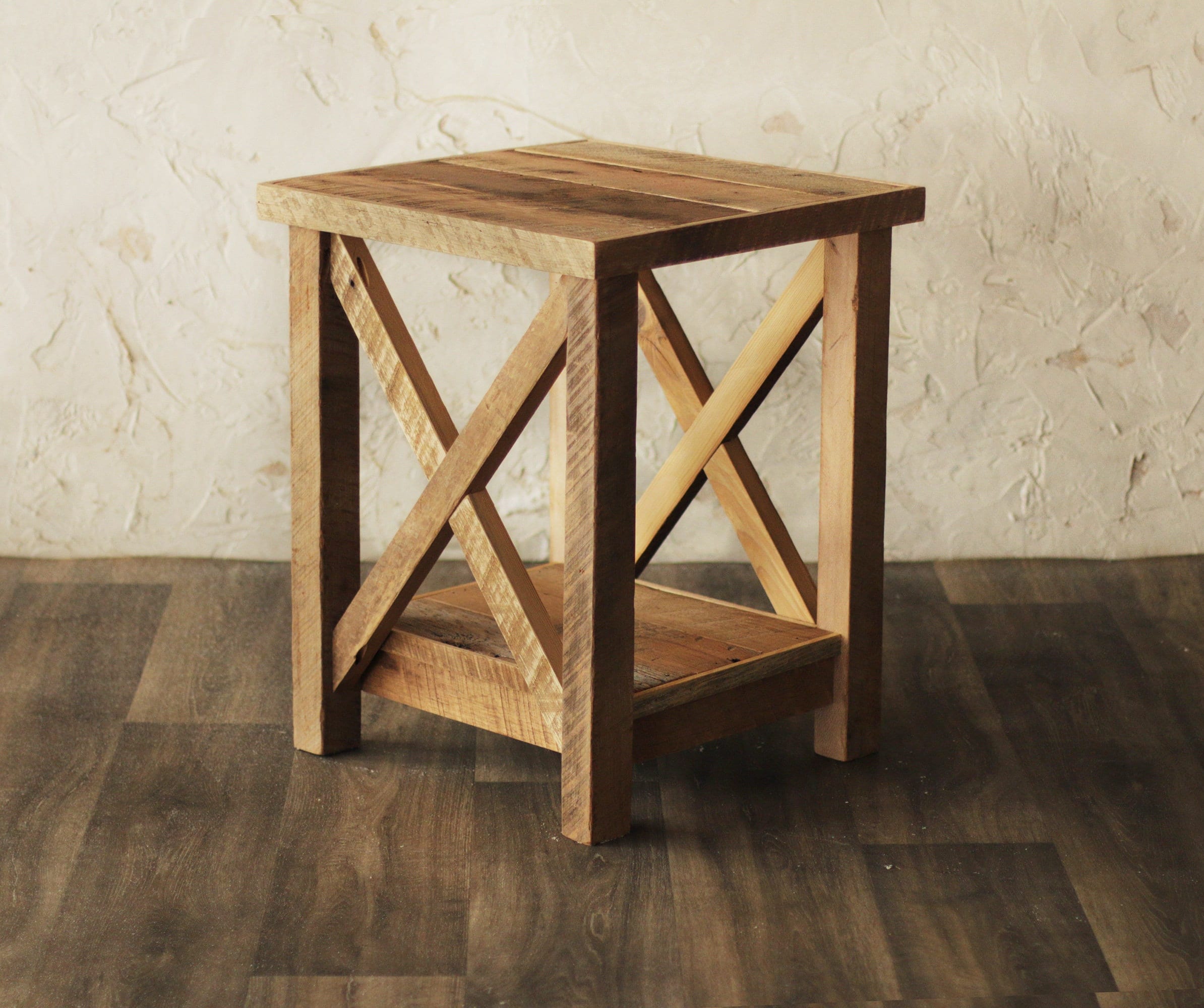 Reclaimed Wood Side Table Farmhouse X Leg Accent Table Etsy