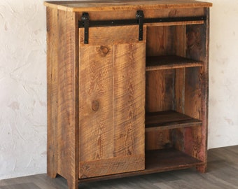 Cabinet with Sliding Barn Door, Made from Reclaimed Wood, Armoire Storage, Customizable