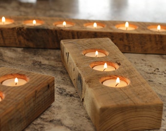 Candle Strips made from Reclaimed Wood, Tea Light, Centerpiece, Mantle Decor, rustic decor, table decor, mantle decoration, farmhouse