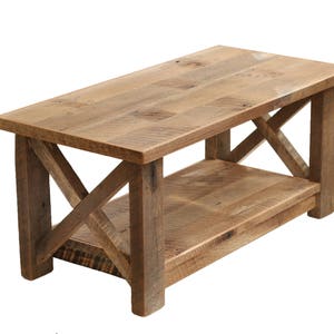 Rustic Coffee Table Made from Reclaimed Wood X Detail Living Room Furniture Rustic farmhouse decor image 3