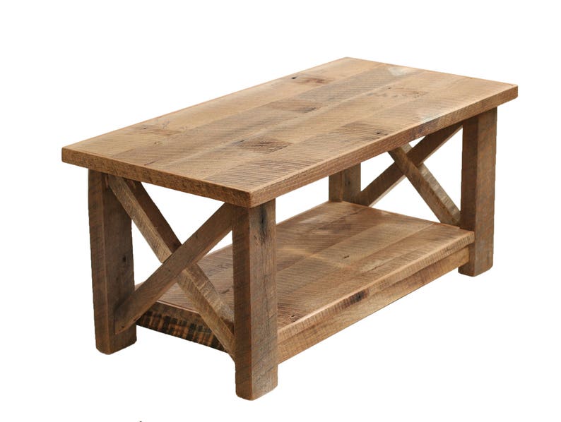 Rustic Coffee Table Made from Reclaimed Wood X Detail Living Room Furniture Rustic farmhouse decor image 3